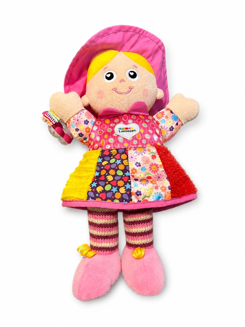Lamaze Pink Patchwork Girl Doll with Yellow Hair & Multicolor Patches
